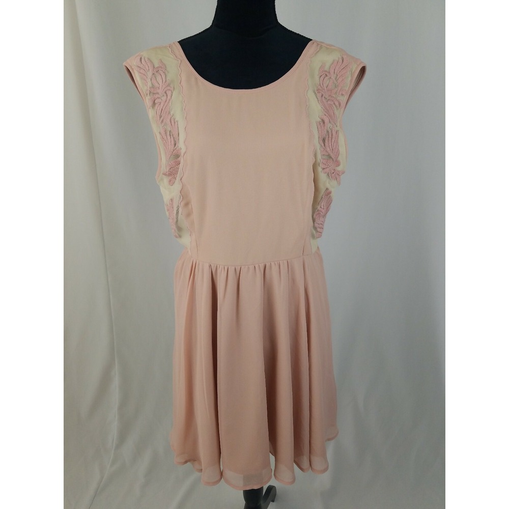 Pins & Needles women 12 fit & flare dress open back embroidered boho minimalist